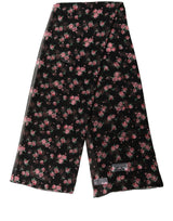 Dolce & Gabbana Black Silk Floral Chiffon Long Stole Scarf