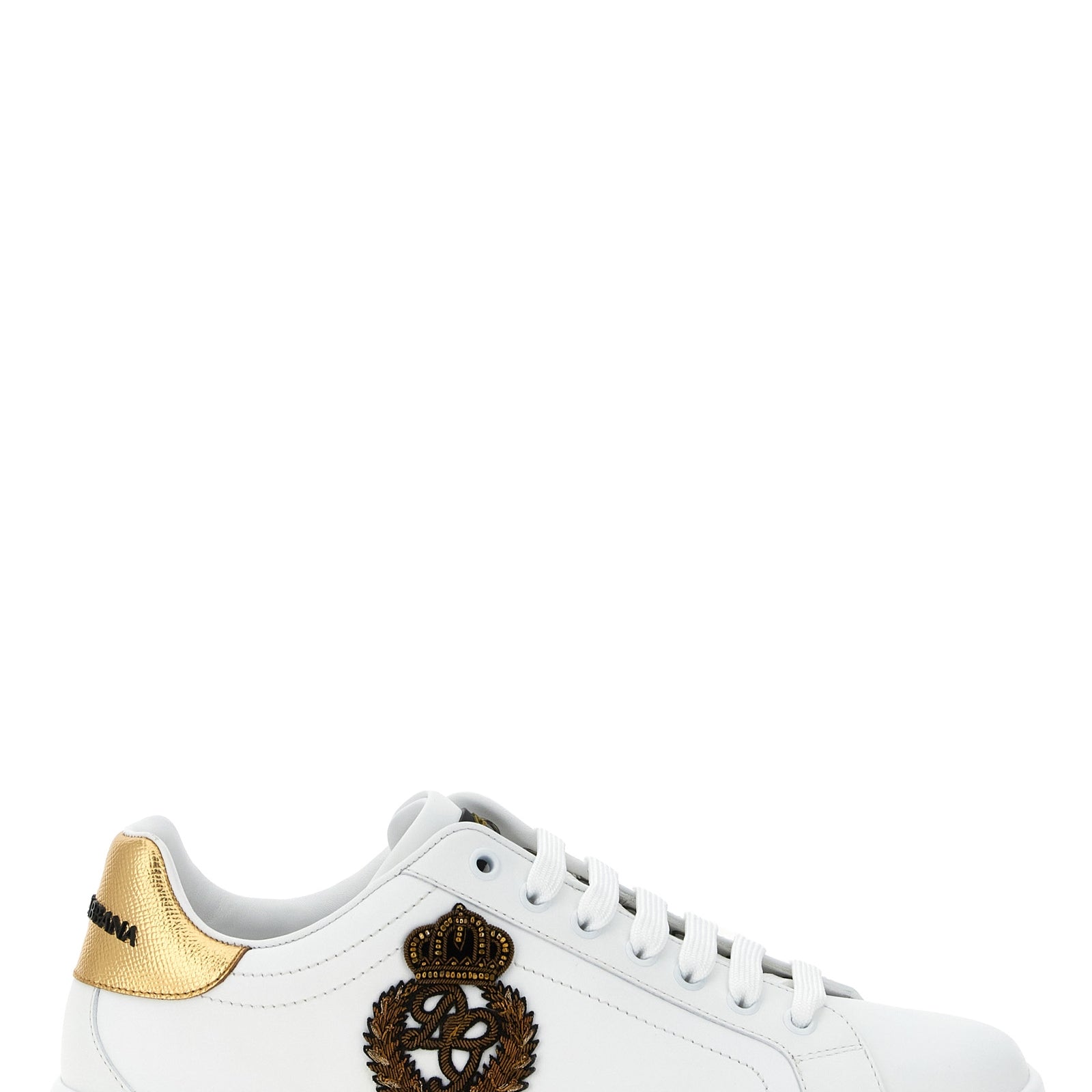 Dolce & Gabbana Gold Calfskin Low Top Sneakers Dolce & Gabbana