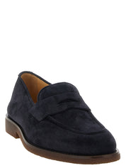 Brunello Cucinelli Blue Calfskin Slip-On Loafers Brunello Cucinelli