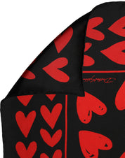 Dolce & Gabbana Black Red Silk Hearts Square Foulard Scarf