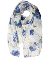 Dolce & Gabbana White Silk Floral Chiffon Long Stole Scarf