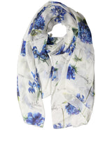 Dolce & Gabbana White Silk Floral Chiffon Long Stole Scarf