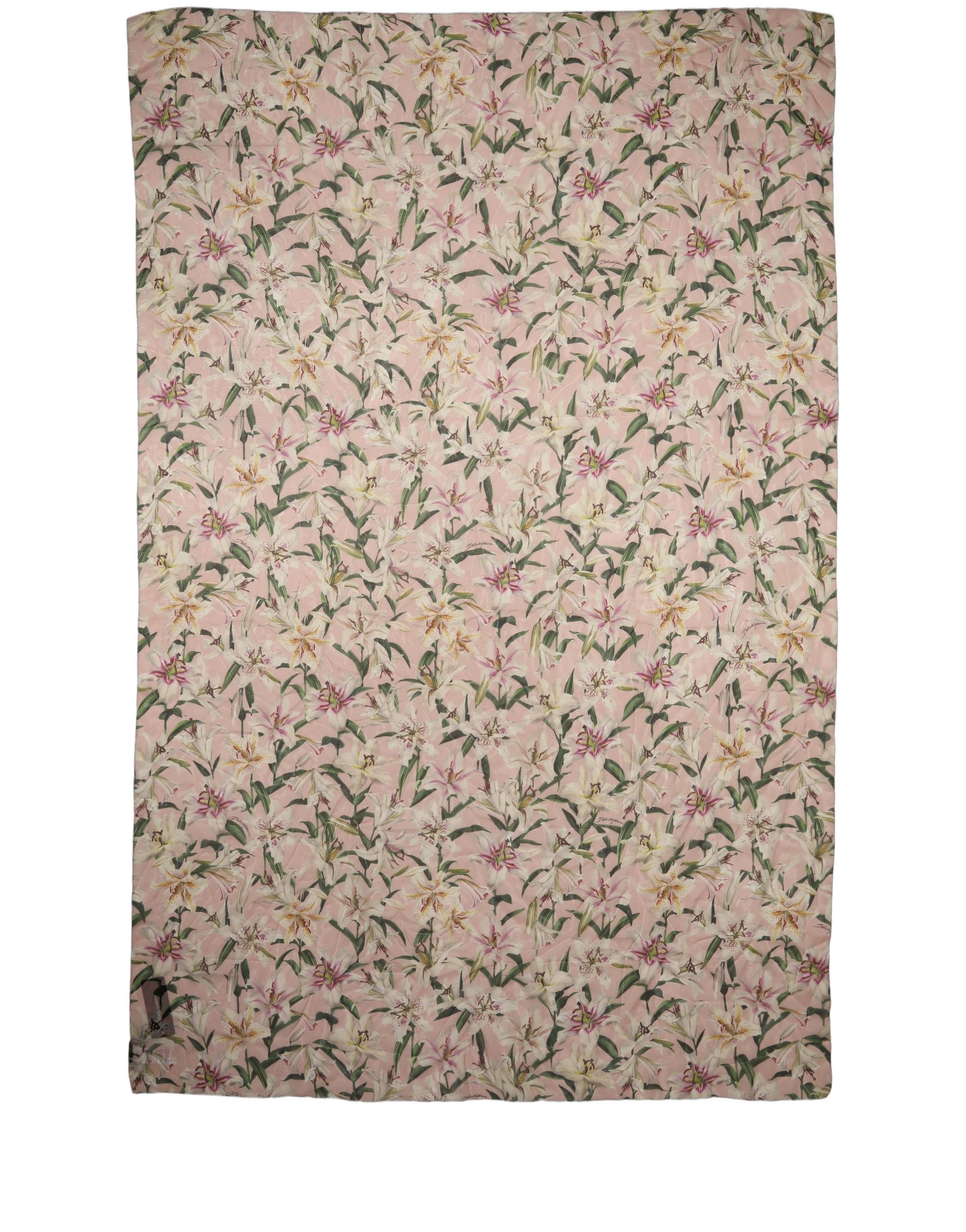 Dolce & Gabbana Pink Silk Floral Chiffon Long Stole Scarf