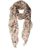 Dolce & Gabbana Pink Silk Floral Chiffon Long Stole Scarf