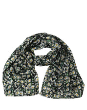Dolce & Gabbana Black Silk Daisy Chiffon Long Stole Scarf