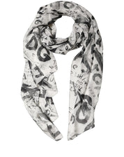 Dolce & Gabbana White Graffiti Logo Silk Shawl Stole Scarf