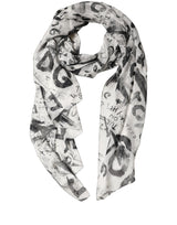 Dolce & Gabbana White Graffiti Logo Silk Shawl Stole Scarf