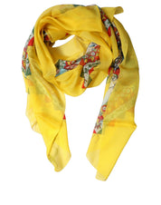 Dolce & Gabbana Yellow Silk Printed Shawl Stole Scarf