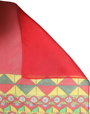 Dolce & Gabbana Red Silk Geometric Print Shawl Stole Scarf