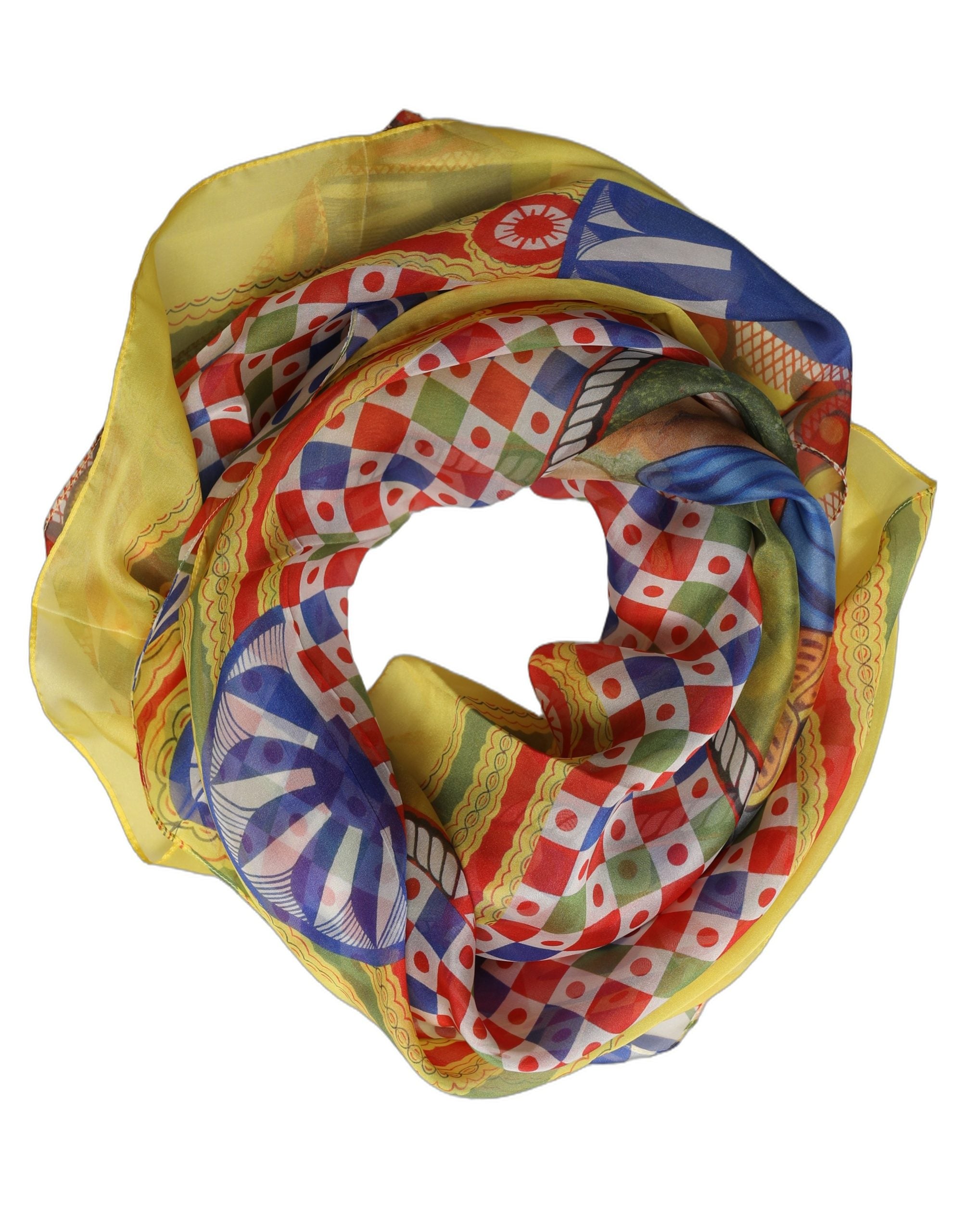 Dolce & Gabbana Multicolor Silk Carretto Foulard Scarf
