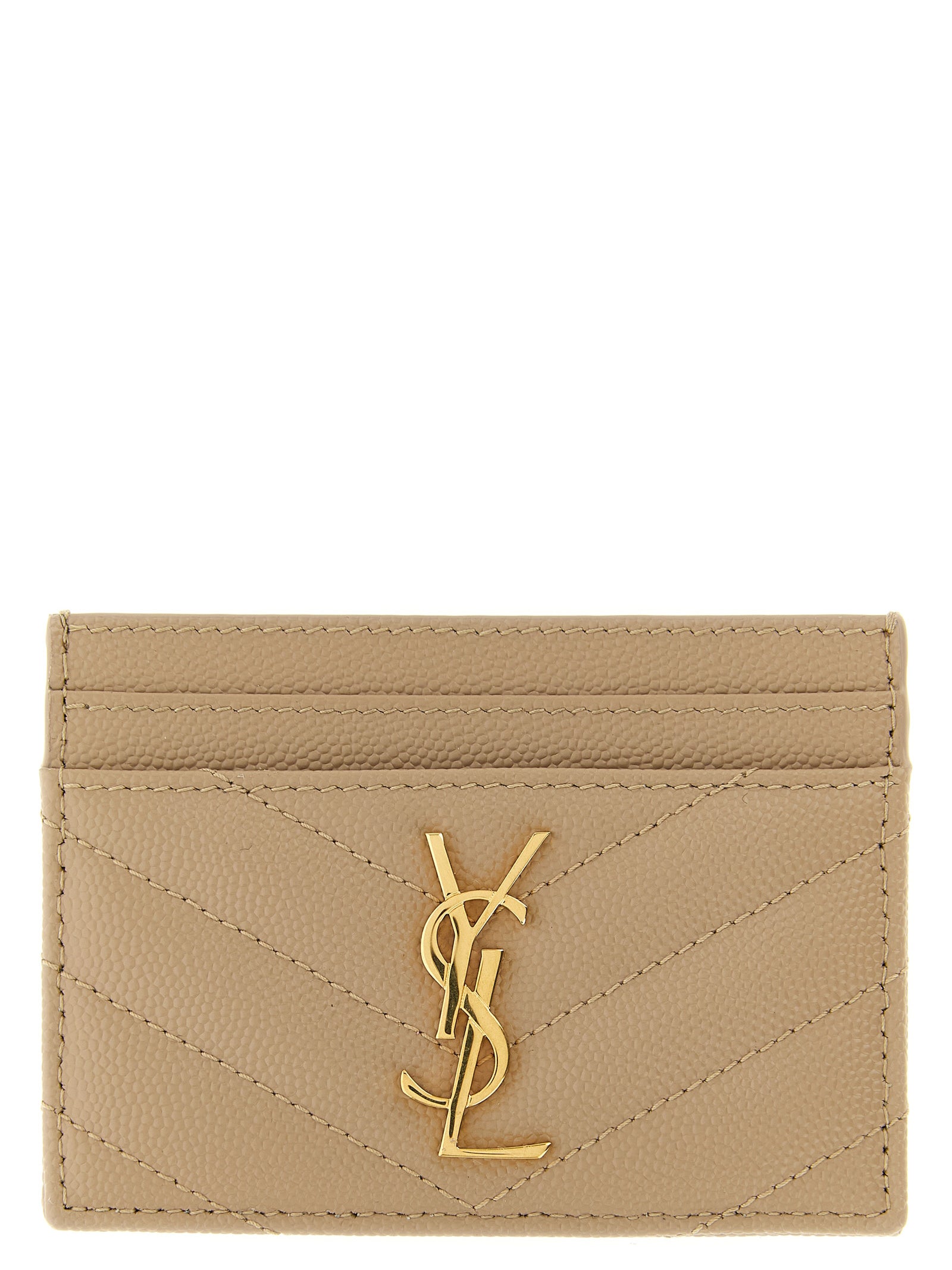 Saint Laurent Beige Calfskin Cardholder