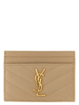 Saint Laurent Beige Calfskin Cardholder