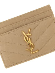 Saint Laurent Beige Calfskin Cardholder
