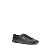 Dolce & Gabbana Black Calf Leather Bos Taurus Low Top Sneakers