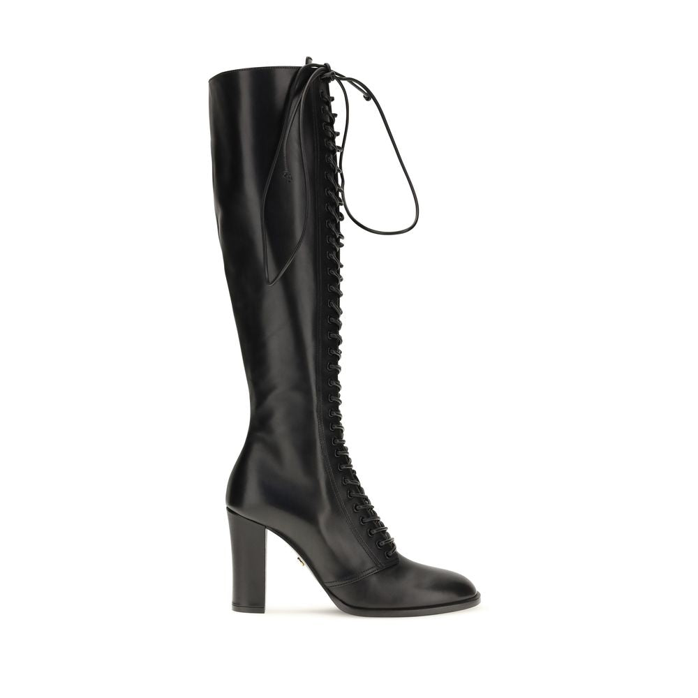 Dolce & Gabbana Black Calf Leather Bos Taurus Lace-Up Boots