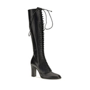 Dolce & Gabbana Black Calf Leather Bos Taurus Lace-Up Boots