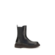Brunello Cucinelli Black Calf Leather Bos Taurus Chelsea Boots