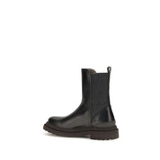 Brunello Cucinelli Black Calf Leather Bos Taurus Chelsea Boots