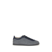 Brunello Cucinelli Gray Calf Leather Bos Taurus Low Top Sneakers