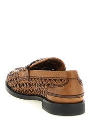 Miu Miu Brown Calfskin Slip-On Loafers