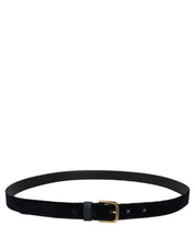 Dolce & Gabbana Dark Blue Velvet Gold Tone Metal Buckle Belt