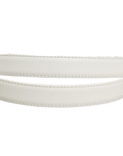 Dolce & Gabbana White Leather Silver Tone Metal Buckle Belt