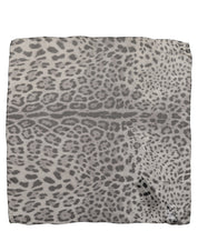 Dolce & Gabbana Gray Leopard Print Silk Square Foulard Scarf