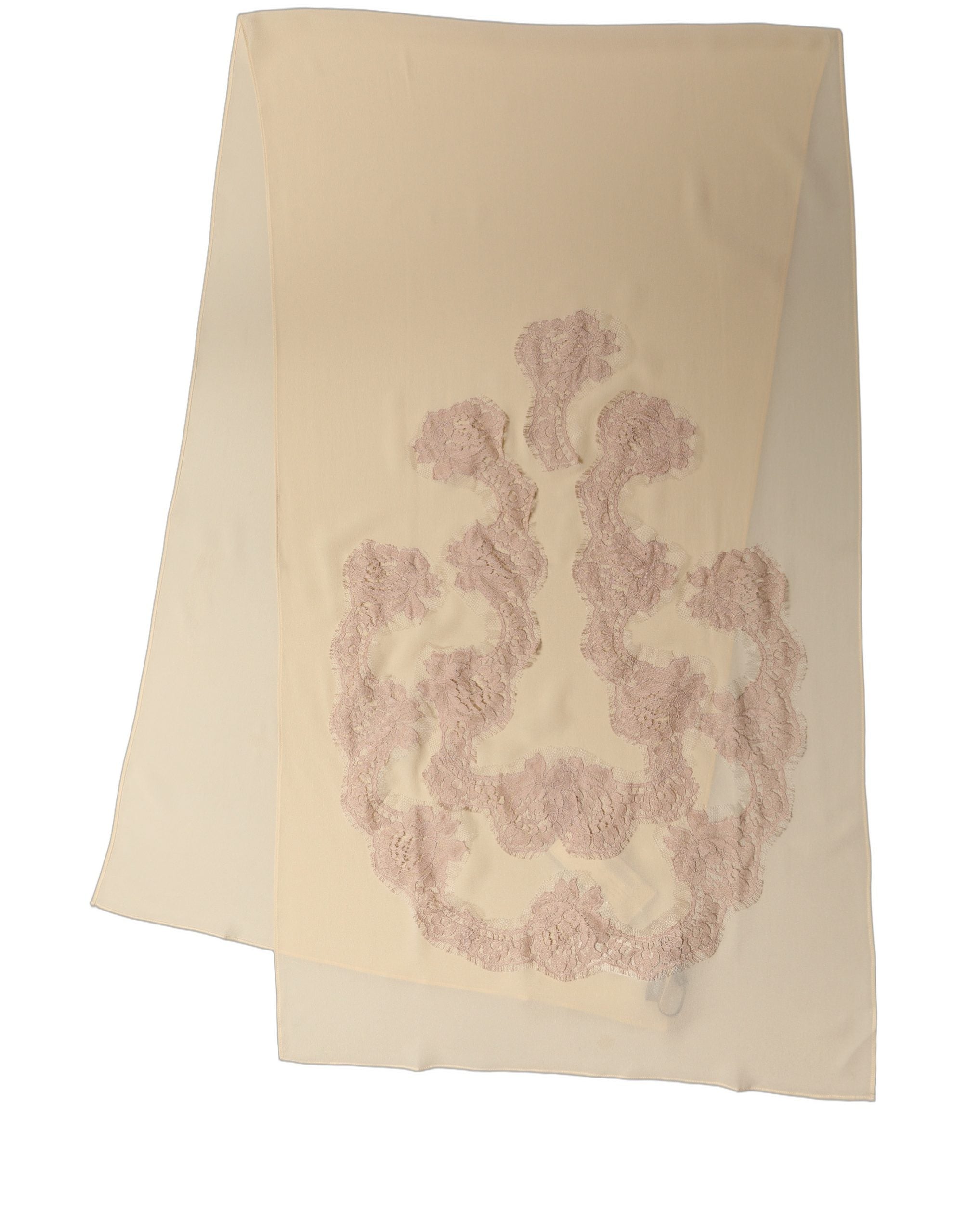 Dolce & Gabbana Light Beige Ornate Lace Neck Shawl Scarf