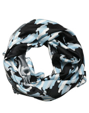 Dolce & Gabbana Black Blue Abstract Silk Shawl Stole Scarf