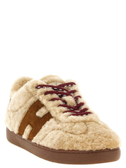 Hogan Beige Goatskin Low Top Sneakers