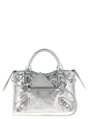 Balenciaga Silver Lamb Leather Handbag
