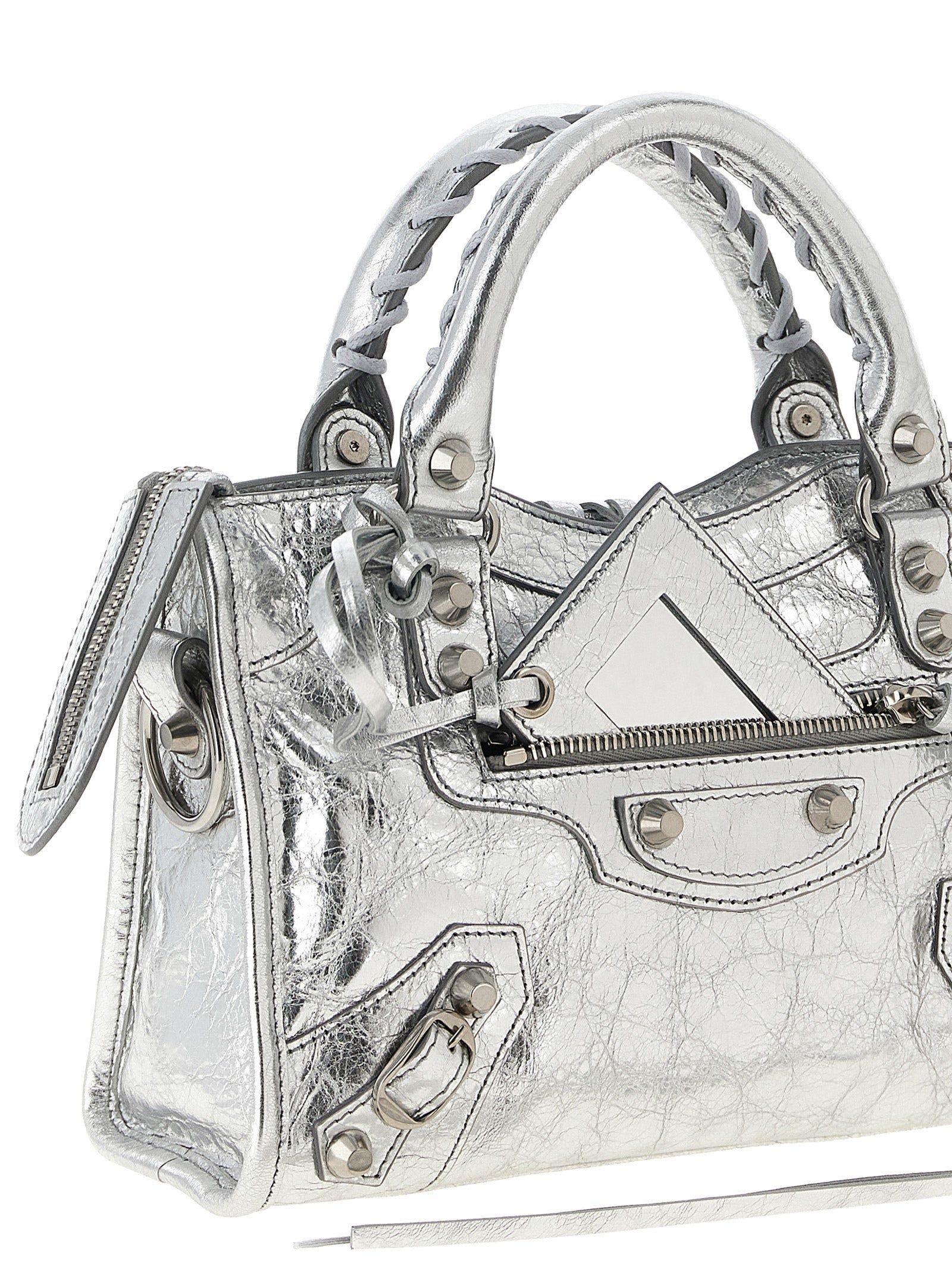 Balenciaga Silver Lamb Leather Handbag