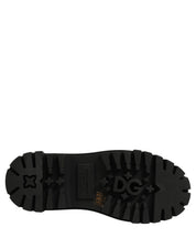 Dolce & Gabbana Black Calfskin Leather Trekking Derby Shoes