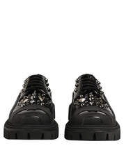 Dolce & Gabbana Black Calfskin Leather Trekking Derby Shoes