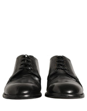 Dolce & Gabbana Black Calfskin Leather Derby Men Dress Shoes