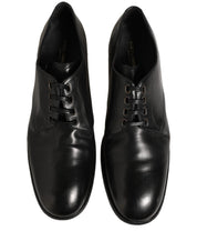 Dolce & Gabbana Black Calfskin Leather Derby Men Dress Shoes