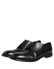 Dolce & Gabbana Black Calfskin Leather Derby Men Dress Shoes