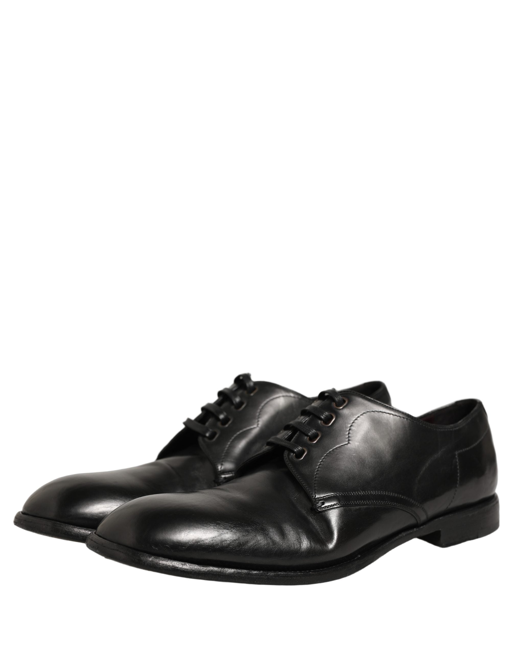Dolce & Gabbana Black Calfskin Leather Derby Men Dress Shoes