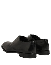 Dolce & Gabbana Black Calfskin Leather Derby Men Dress Shoes