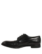 Dolce & Gabbana Black Calfskin Leather Derby Men Dress Shoes