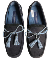 Dolce & Gabbana Navy Blue Suede Leather Tassel Loafers Shoes
