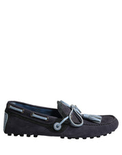 Dolce & Gabbana Navy Blue Suede Leather Tassel Loafers Shoes