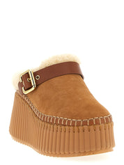 Chloé Brown Cowhide Wedge Sandals