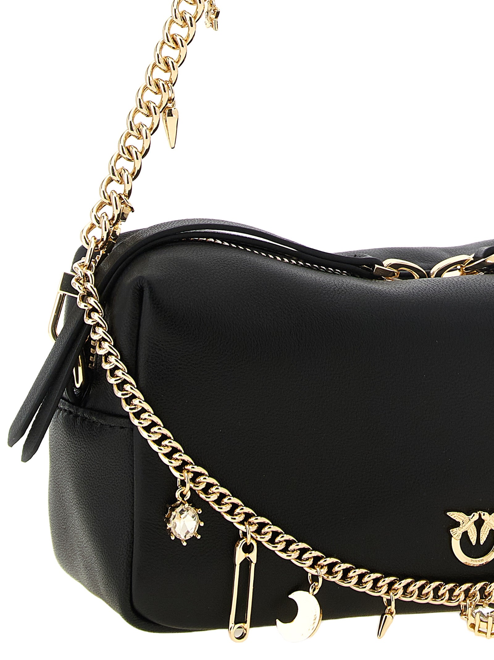 PINKO Black Lambskin Shoulder Bag