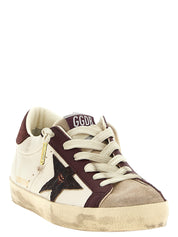 Golden Goose Bordeaux Leather Low Top Sneakers