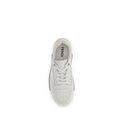 Fendi White Calf Leather Bos Taurus Low Top Sneakers