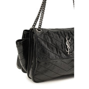 Saint Laurent Black Calf Leather Bos Taurus Shoulder Bag