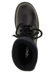 Fendi Black Calfskin Lace-Up Boots