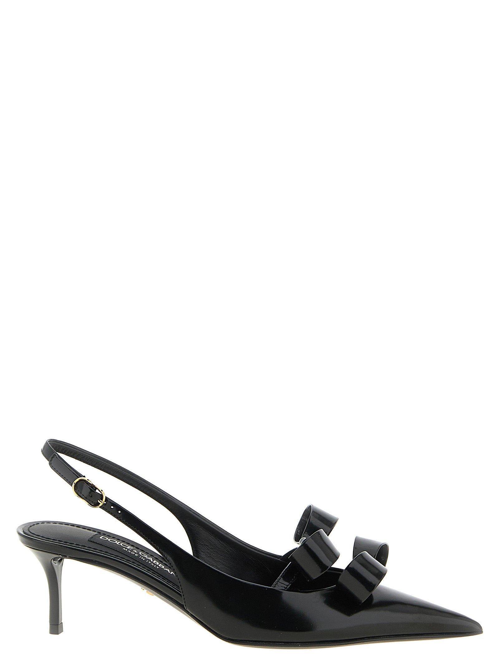 Dolce & Gabbana Black Calfskin Mid Heel Pumps