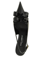 Dolce & Gabbana Black Calfskin Mid Heel Pumps